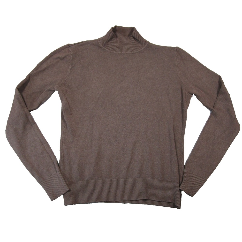 Cider Mock Turtleneck Sweater Womens S Brown Ribbed Stretch Cozy Chic Minimalist
